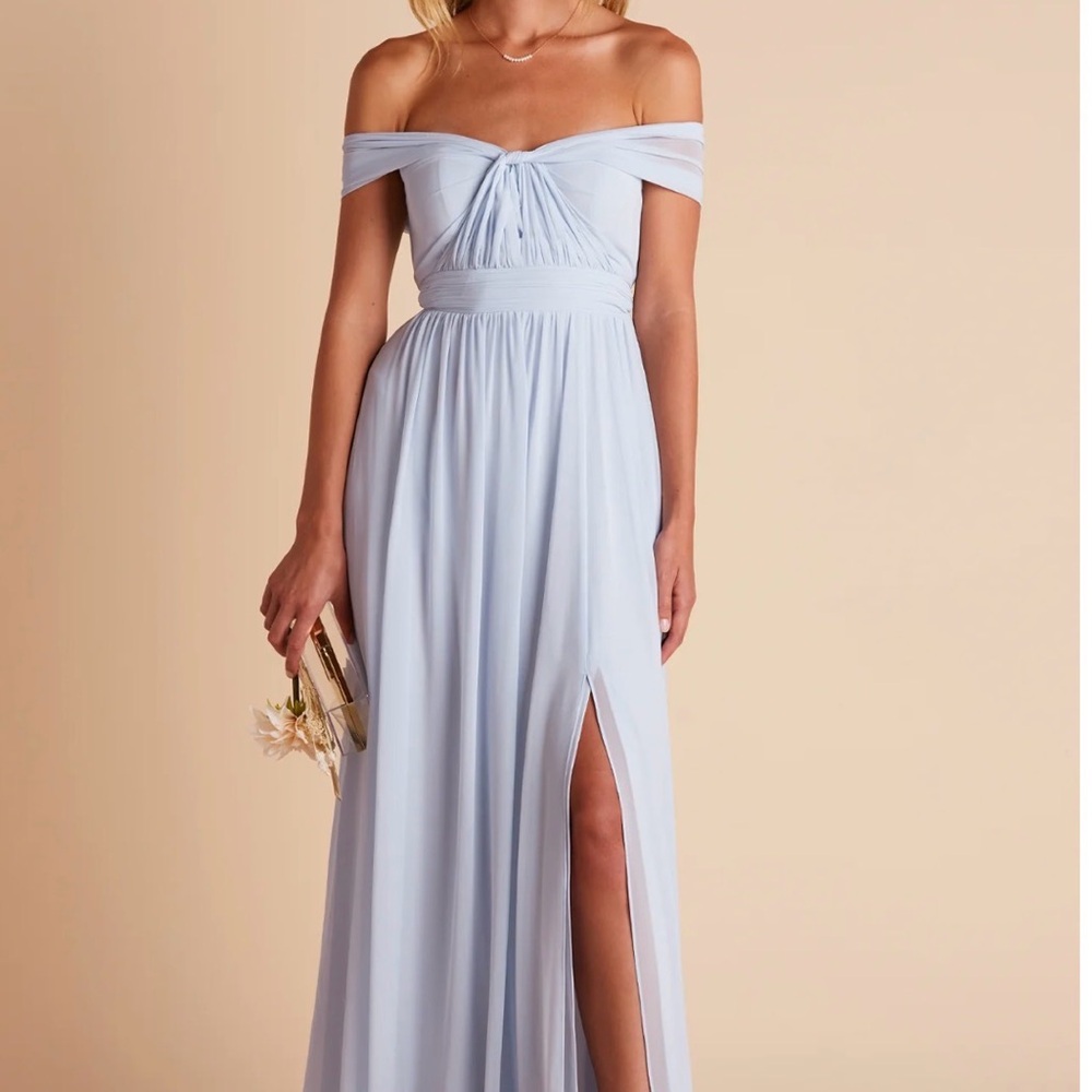 Birdy Grey - Ice Blue Chiffon Convertible Bridesmaid dress “Grace” with slit - Picture 2 of 10